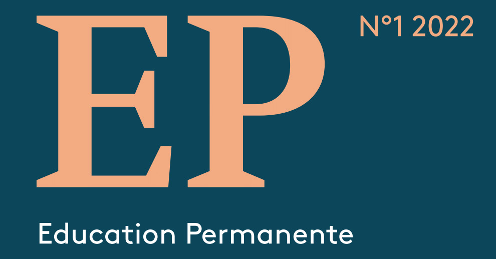 Logo der Education Permanente in grosser Schrift und rechts davon die Ausgabennummer 2022-1 auf dunkelgrauem Hintergrund, wobei das Thema dieser Ausgabe Bedürfnisse und Bedarfe in der Weiterbildung ist.